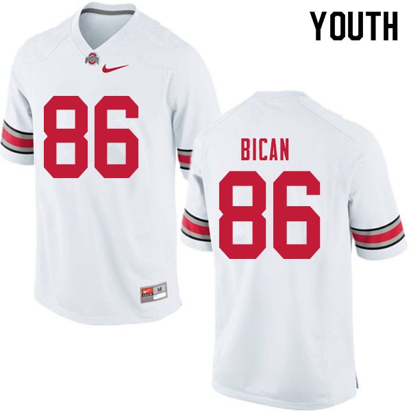 Ohio State Buckeyes #86 Gage Bican Youth Embroidery Jersey White